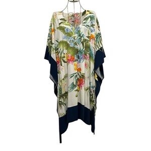TOMMY BAHAMA Tropical Floral 100% Silk Poncho Size L/XL